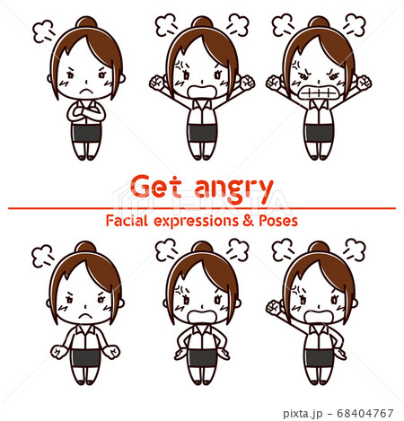 表情とポーズ / 笑う / 怒る / OL / キャリアウーマン 68404767