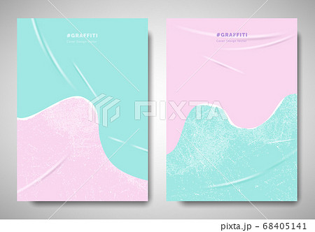 Cover template design, minimalist ripped torn paper, pastel blue and pink tones 68405141