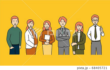 多様な人物で構成されたビジネスチームのイラスト素材