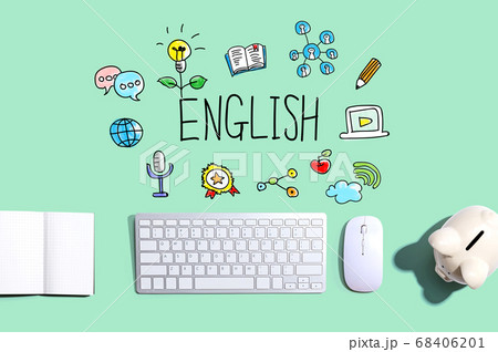 Learning English concept with a computer keyboard Learning English concept with a computer keyboard 68406201