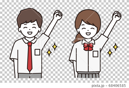男子学生 女子学生 喜ぶ イラストのイラスト素材