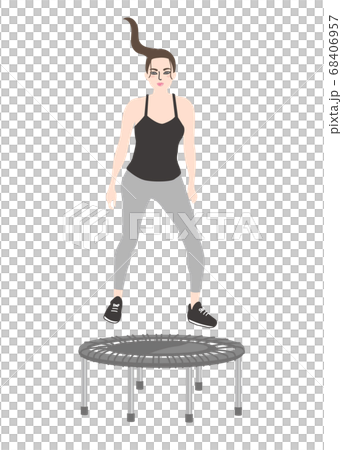 Woman exercising on the trampoline Woman exercising on the trampoline 68406957