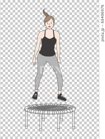 Woman exercising on the trampoline Woman exercising on the trampoline 68406976