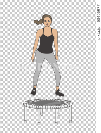 Woman exercising on the trampoline Woman exercising on the trampoline 68406977