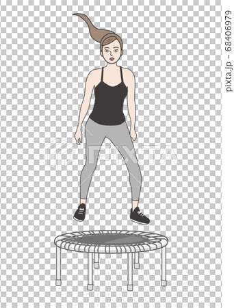 Woman exercising on the trampoline Woman exercising on the trampoline 68406979