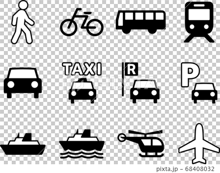 象形圖的運輸集（黑白版本） 68408032