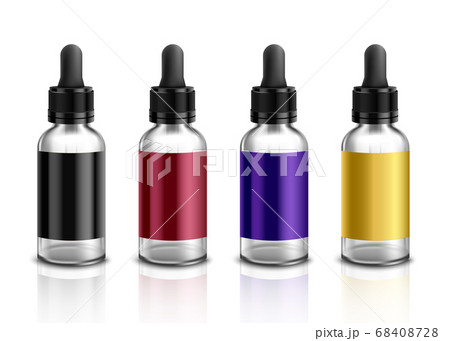 Glass dropper bottle mockup set with colorful blank label templates 68408728