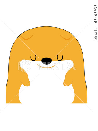 目を閉じてお辞儀をする柴犬のイラスト素材