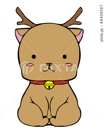 お座りをしているかわいいトナカイのイラスト素材のイラスト素材
