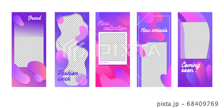 Fashion Templates Set in Fluid Style. Modern Unique Backgrounds Design for Social Media Stories Banners and Digital Marketing 68409769