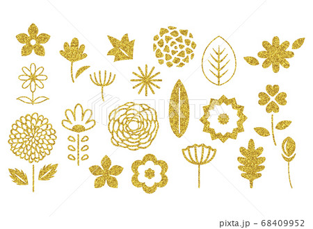 金色 ゴールド 花のイラスト素材