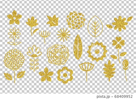 Gold glitter element design-flower Gold glitter element design-flower 68409952