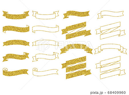 Gold Glitter Ribbon Banner Clipart By AvenieDigital