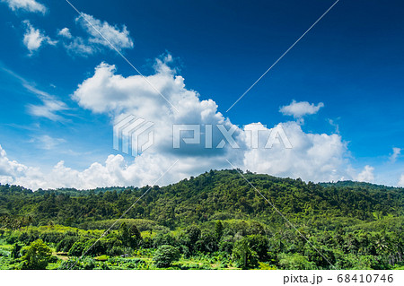 Mountains, clouds, mist and beautiful sky in nature give a feeling of relaxation Mountains, clouds, mist and beautiful sky in nature give a feeling of relaxation 68410746