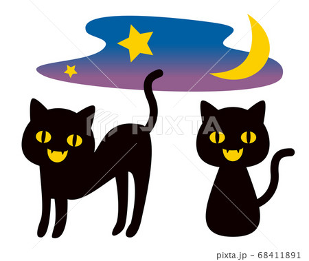 黒猫 ハロウィンのイラストのイラスト素材