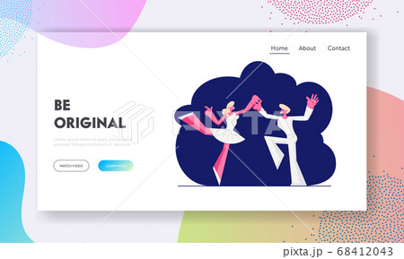 Ballet Website Landing Page, Ballet Dancers in White Clothes Dancing on Stage. Woman in Pointe Shoes and Tutu Skirt, Artist 68412043