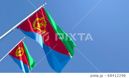 3D rendering of the national flag of Eritrea waving in the wind 68412296
