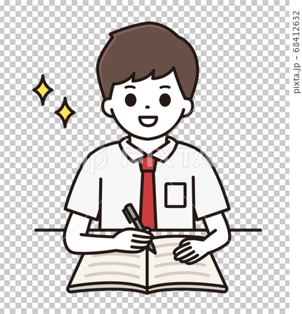 男子学生 勉強 イラストのイラスト素材