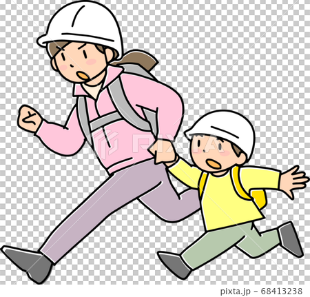 避難する母親と子ども 避難する母親と子ども 68413238