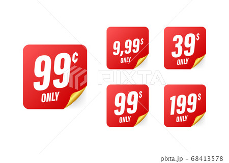 Discount sticker. Template with 99 only. Vector template design. Sale, price tag. Sale banner badge. Special offer price sign. Vector stock illustration. 68413578
