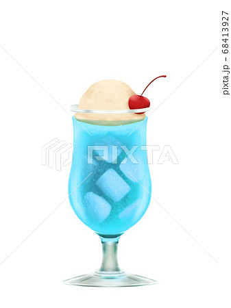 ブルーのクリームソーダのイラスト素材 [68413927] - PIXTA