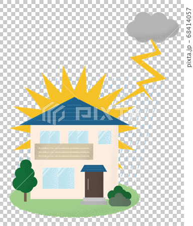 落雷の被害に遭う住宅のベクターイラスト 68414057