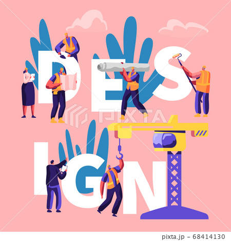 Design Concept. Teamworking People with Crane 68414130