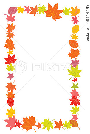 秋の紅葉のフレーム 縦のイラスト素材