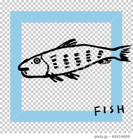 魚 手書きイラスト らくがき Fish タイポグラフィのイラスト素材