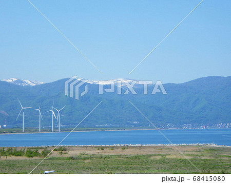 北海道 石狩湾の風車と風景 北海道 石狩湾の風車と風景 68415080