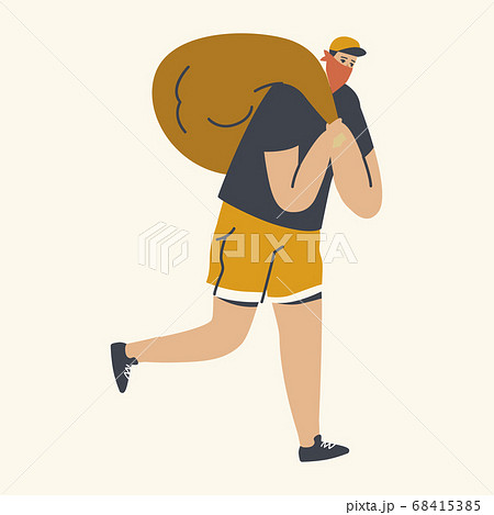 Masked Robber Character Run with Stolen Money Sack, Bank Robbery by Criminal. Gangster Violence Organized to Steal Money Masked Robber Character Run with Stolen Money Sack, Bank Robbery by Criminal. Gangster Violence Organized to Steal Money 68415385