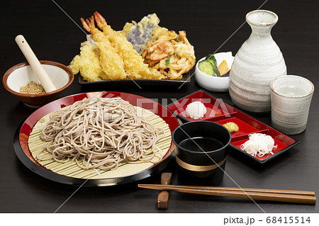 もりそば_天ぷらと日本酒セット 68415514