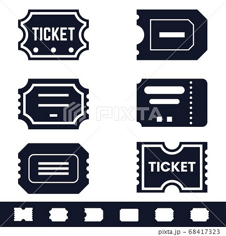 Retro tickets. Old paper coupons for show, cinema, theater, fair, circus, concert . Vintage style admit one voucher icons 68417323