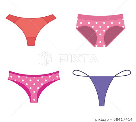 Vetor de Female panties types flat thin line vector icons set. Woman  underwear fashion styles collection. Girl body front, back view. Clothes  infographic design elements. Classic briefs, bikini, string, thong do Stock