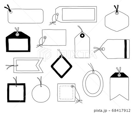 手書きのおしゃれなタグのフレームのセット 素材 枠 背景 ラベル かわいいのイラスト素材 68417912 Pixta
