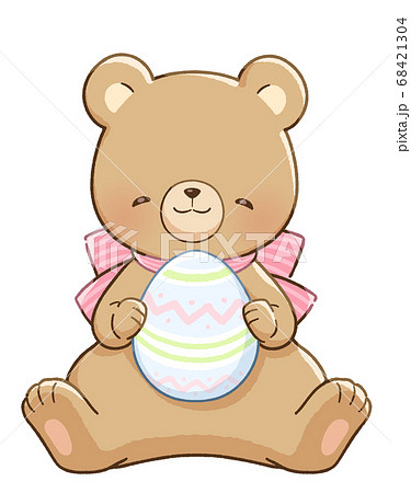 にっこり笑顔のくまとイースターエッグ 68421304