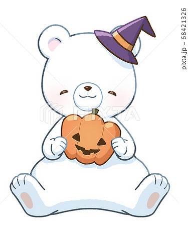 にっこり笑顔の白くまとハロウィン(かぼちゃ) にっこり笑顔の白くまとハロウィン(かぼちゃ) 68421326