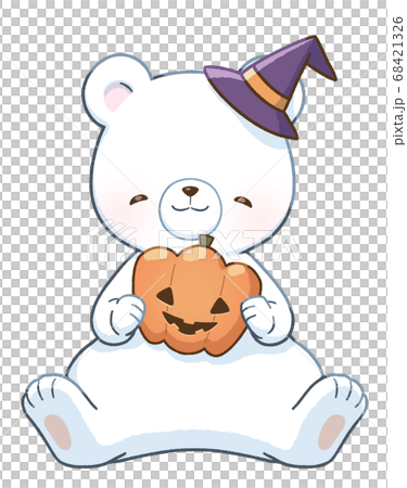 にっこり笑顔の白くまとハロウィン(かぼちゃ) にっこり笑顔の白くまとハロウィン(かぼちゃ) 68421326