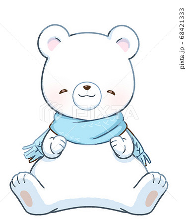 にっこり笑顔の白くま マフラー のイラスト素材