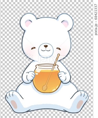 一個微笑的白熊和蜂蜜 68421337