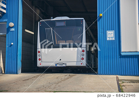 Focused photo on bus at the car wash Focused photo on bus at the car wash 68422946