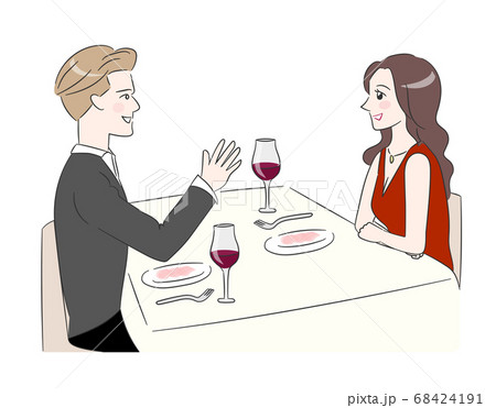 レストランで話しをする男女 レストランで話しをする男女 68424191