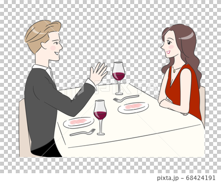 レストランで話しをする男女 レストランで話しをする男女 68424191