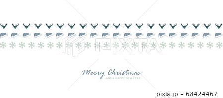 christmas card banner with deer santa cap and snowflake pattern 68424467