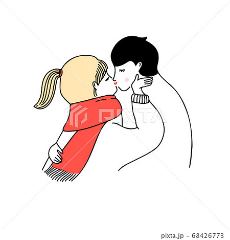 Romantic Kiss Of Young Blonde Girl With のイラスト素材