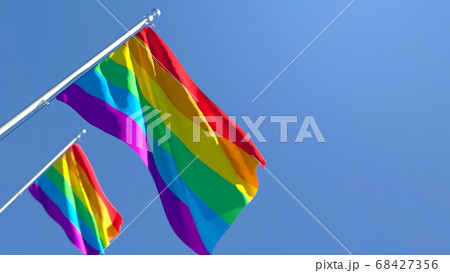 3D rendering of the flag of LGBT waving in the wind 68427356