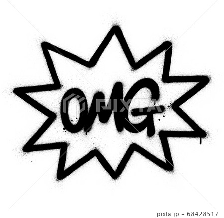 graffiti OMG abbreviation on exploding star in black 68428517
