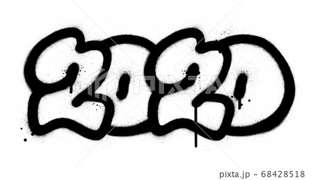 graffiti 2020 date sprayed in black over white 68428518