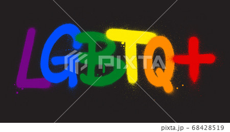 graffiti LGBTQ+ abbreviation sprayed in rainbow color 68428519