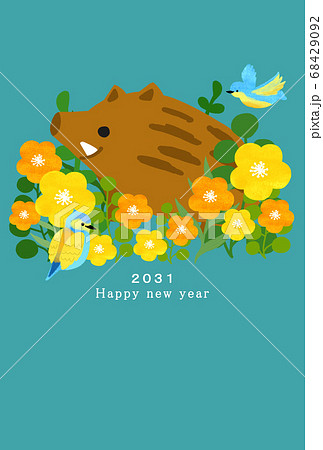 2031年 亥年 年賀状テンプレート 2031年 亥年 年賀状テンプレート 68429092